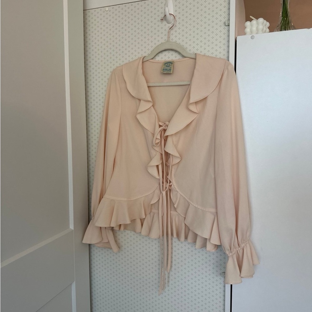 SINOON Chic Ruffle Blouse in peach